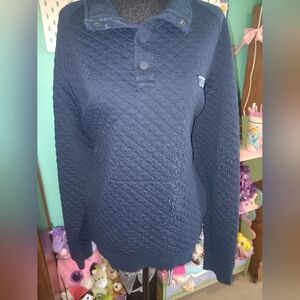 L.L. Bean Navy Quilted Henley Pullover